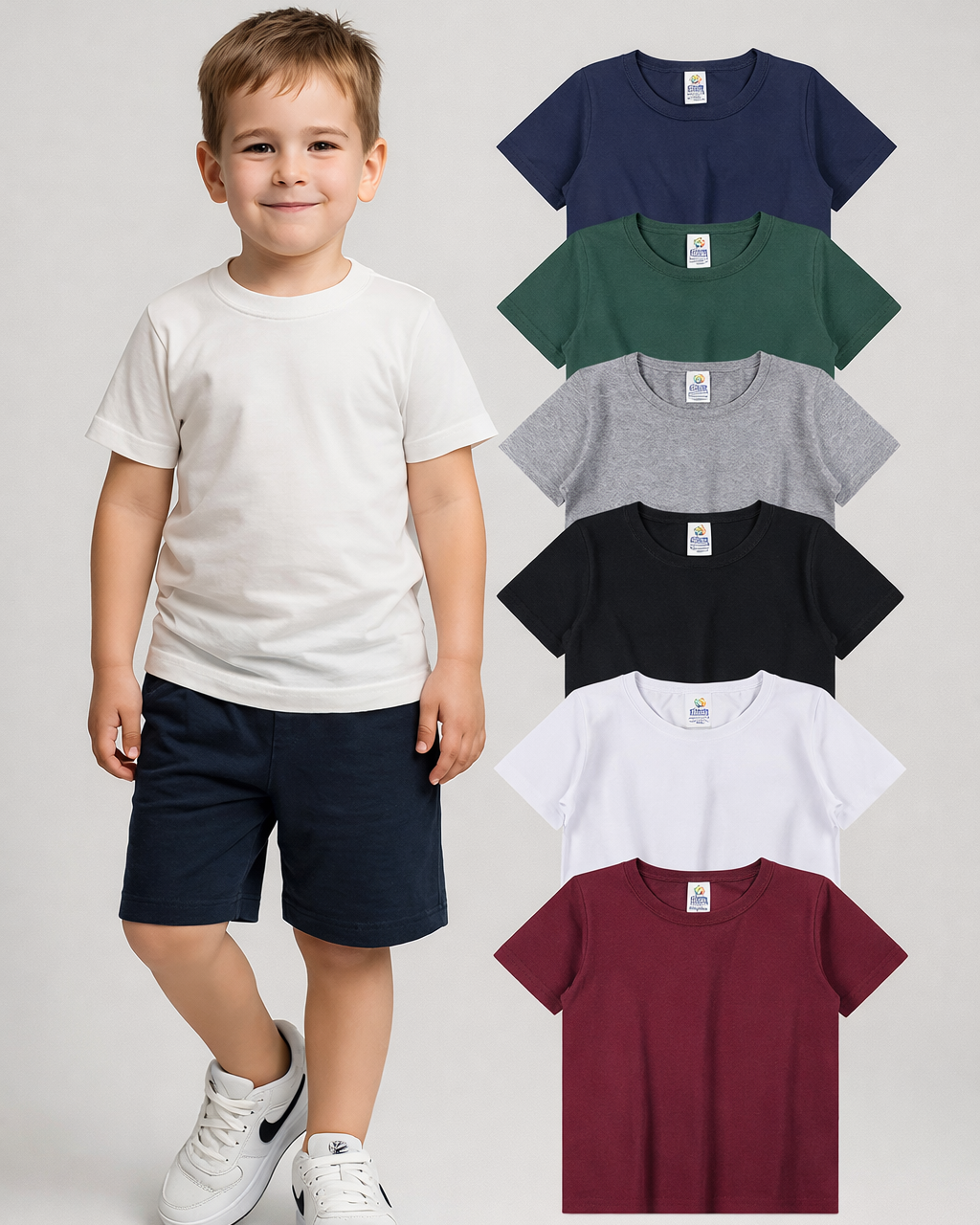 Kit Infantil - Camisetas Básicas de Algodão